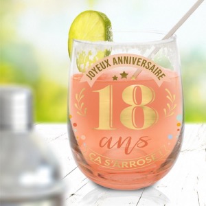 Verre rond Cadeau 18 ans