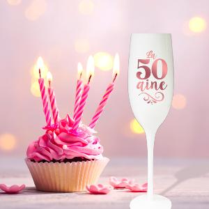 Flûte champagne Rose doré 50 ans