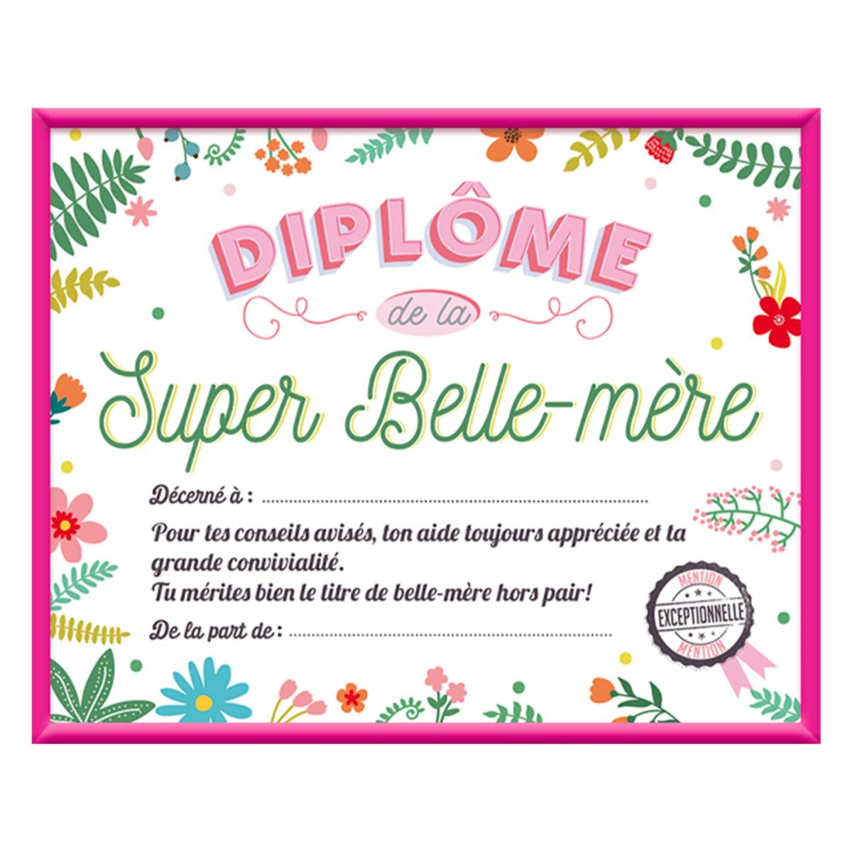 Cadre Diplome Super Belle Mere Cadeau Anniversaire Femme