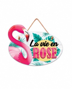 Plaque de porte Flamant La Vie en Rose