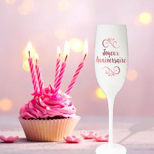 Flûte champagne Rose doré Joyeux Anniversaire