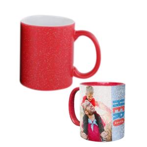 Mug magique paillettes rouge personnalisé