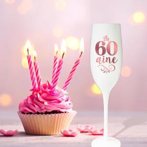 Flûte champagne Rose doré 60 ans