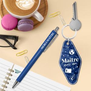 Coffret stylo et porte clé Maitre en Or