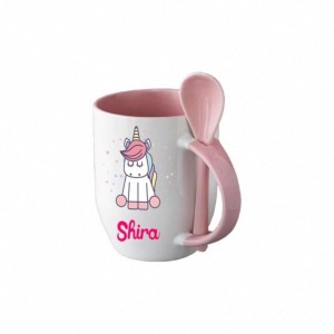 Mug cuillère personnalisé rose