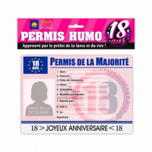 Permis humoristique 18 ans Femme