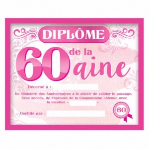 Cadre diplôme de la 60aine femme